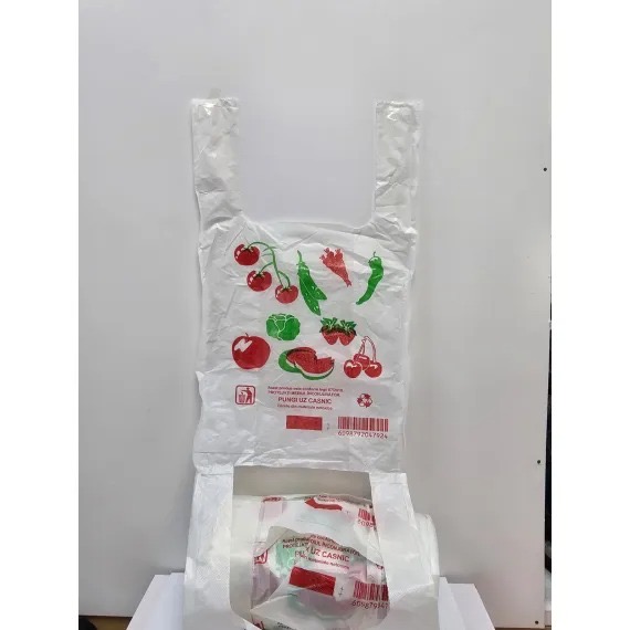 Pungi albe pentru uz casnic cu print legume